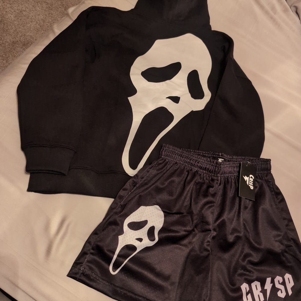 Black Graphic Hoodie and Shorts Set Size Small